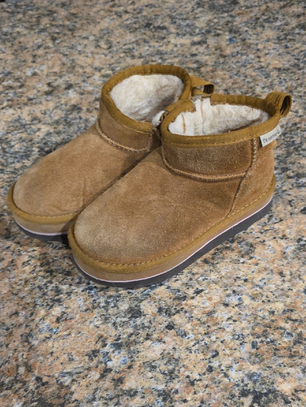 Bearpaw Shearling-Lined Suede Booties - Chestnut Brown Size 12Y